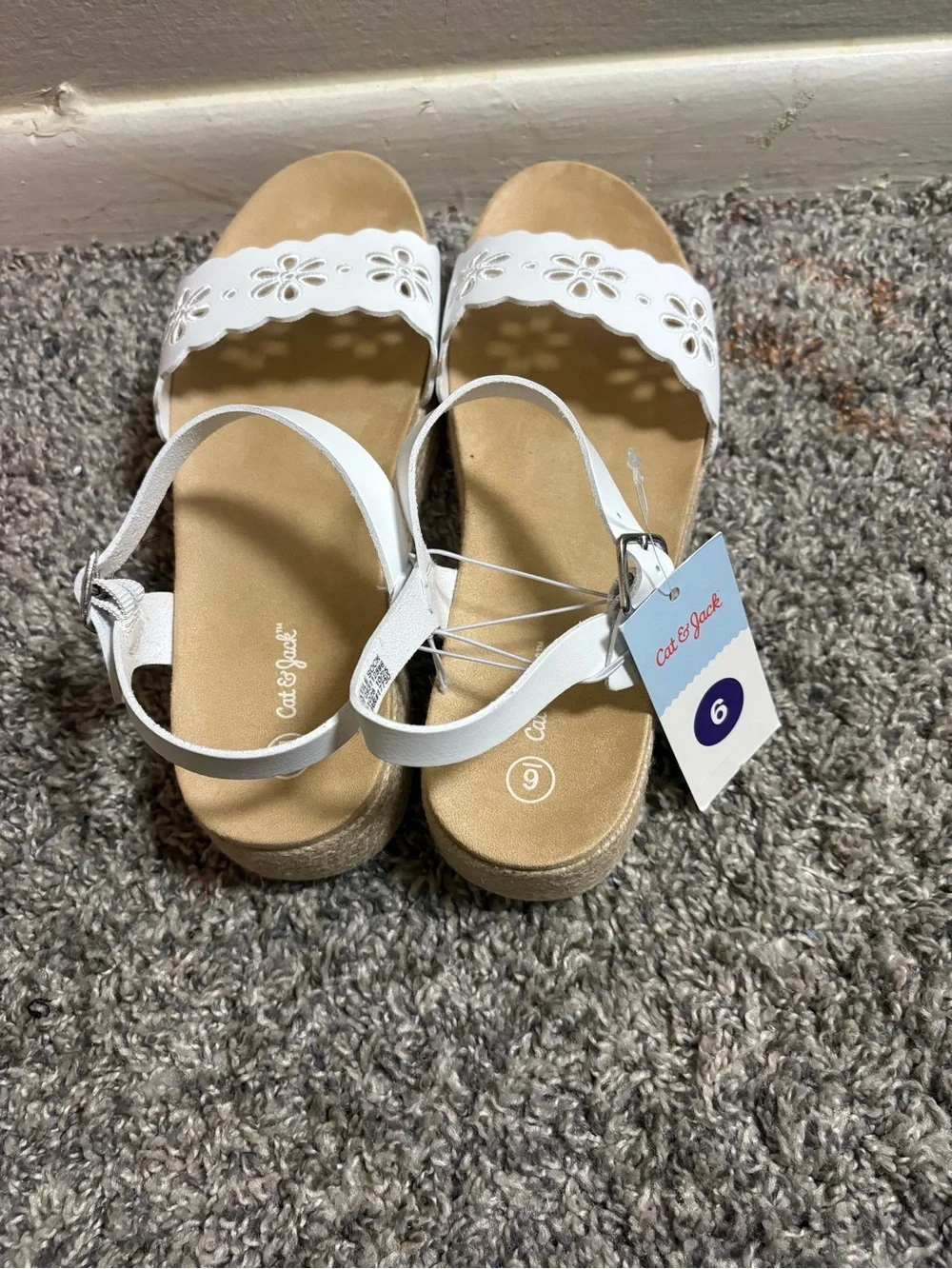 Cat & Jack White Floral Cutout Platform Sandals